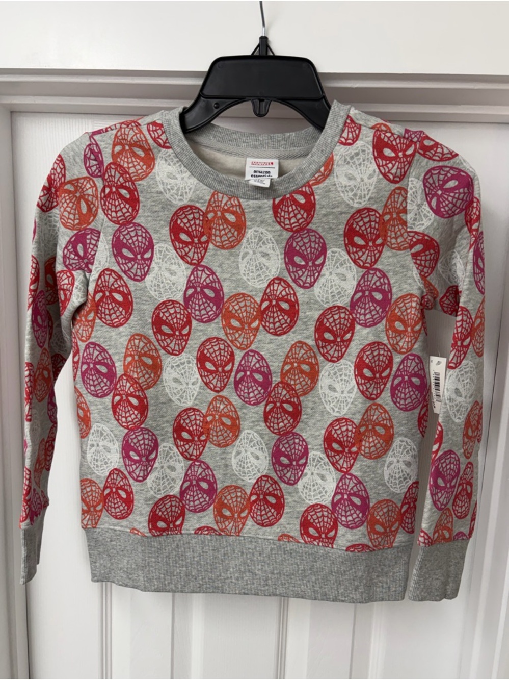 Marvel Kids Gray Sweatshirt with Red, Orange & Pink Spider Logos
